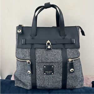 Henri Bendel Jetsetter
Convertible Backpack in Grey
Tweed & Black Leather